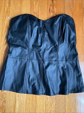 Fashion to Figure Black Faux Leather Strapless Bustier Camisole